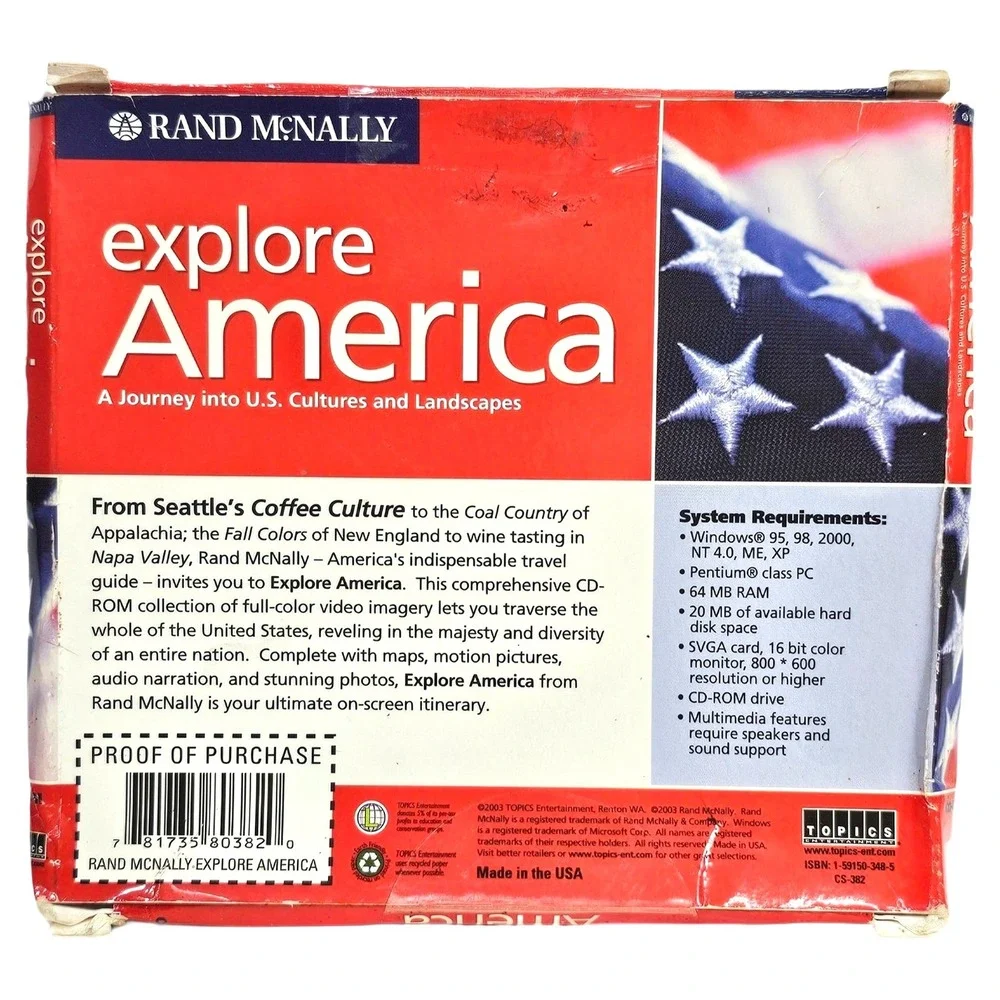 Rand McNally Explore America PC CD-ROM Software 781735803820 Educational Travel